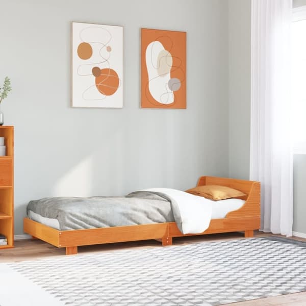 vidaXL sengeramme uden madras 90x190 cm massivt fyrretræ gyldenbrun