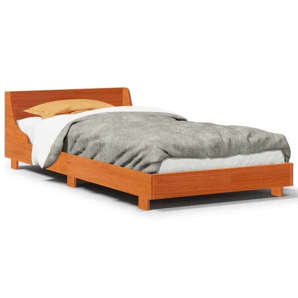 vidaXL sengeramme uden madras 90x190 cm massivt fyrretræ gyldenbrun