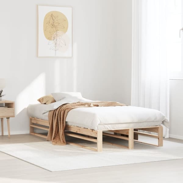 vidaXL Sängynrunko ilman patjaa 90x200 cm täysi mänty