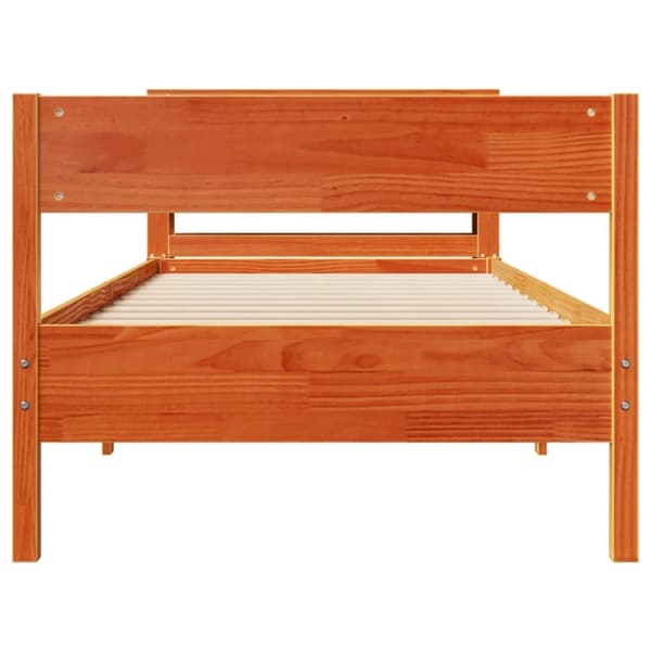 vidaXL Sängynrunko ilman patjaa vahanruskea 90x190 cm täysi mänty