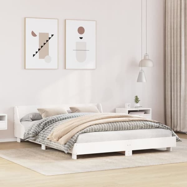 vidaXL sengeramme uden madras 140x200 cm massivt fyrretræ hvid