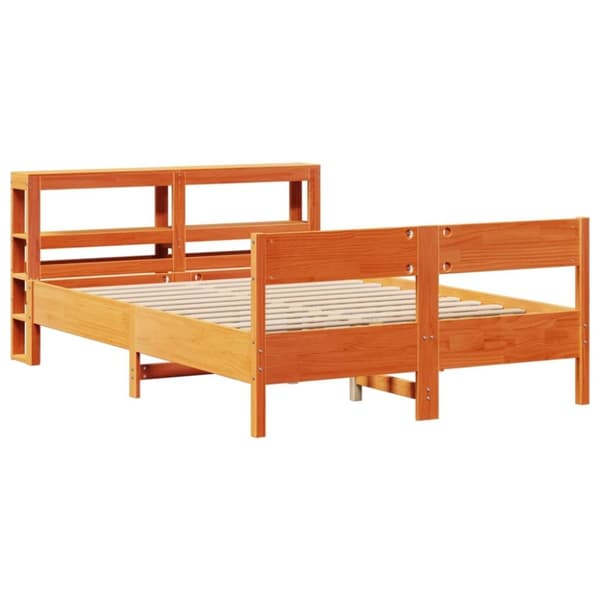 vidaXL sengeramme uden madras 135x190 cm massivt fyrretræ brun