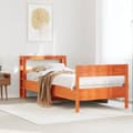 Miniatyrbilde 4 av 11: vidaXL Sengeramme uten madrass voksbrun 75x190 cm heltre furu