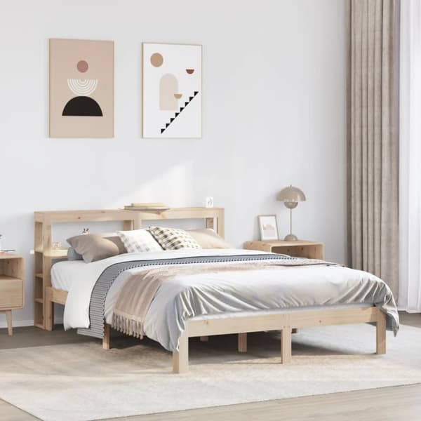 vidaXL Sengeramme med hodegavl 120x200 cm heltre furu