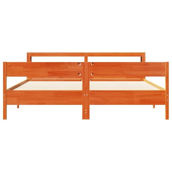 vidaXL Sängram utan madrass vaxbrun 180x200 cm massiv furu