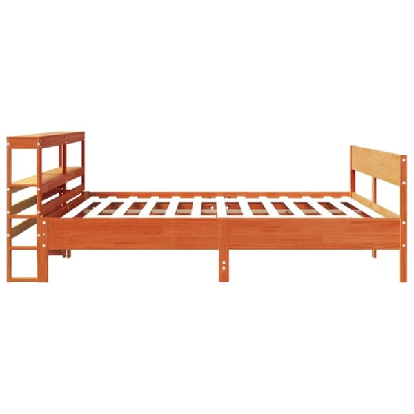 vidaXL Sängram utan madrass vaxbrun 180x200 cm massiv furu