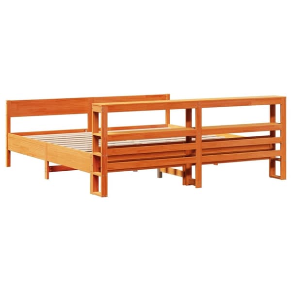 vidaXL Sängram utan madrass vaxbrun 180x200 cm massiv furu