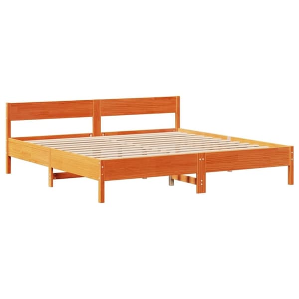 vidaXL Sängram utan madrass vaxbrun 180x200 cm massiv furu