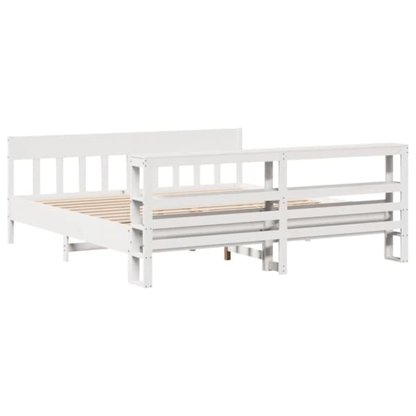 vidaXL Sengeramme med madrass hvit 200x200 cm heltre furu
