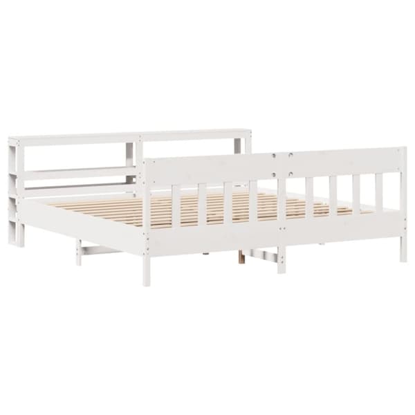 vidaXL Sengeramme med madrass hvit 200x200 cm heltre furu