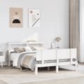 Miniatyrbilde 4 av 11: vidaXL Sengeramme med hodegavl hvit 140x190 cm heltre furu