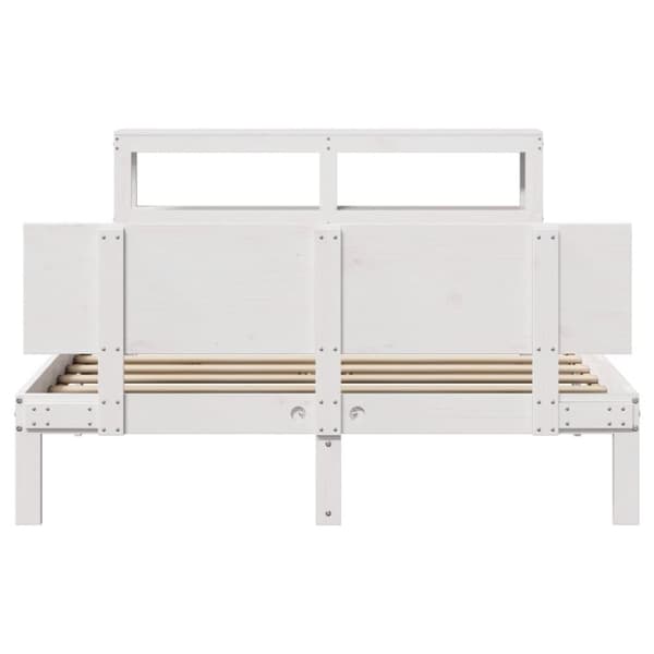vidaXL Sengeramme med hodegavl hvit 140x190 cm heltre furu