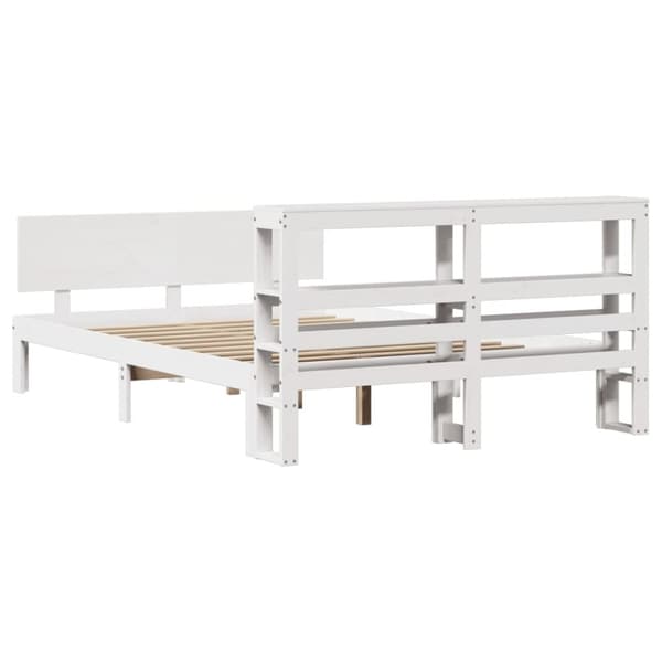 vidaXL Sengeramme med hodegavl hvit 140x190 cm heltre furu
