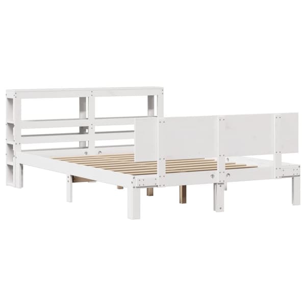 vidaXL Sengeramme med hodegavl hvit 140x190 cm heltre furu