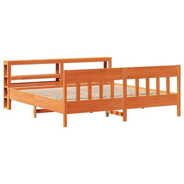vidaXL Sengeramme uten madrass voksbrun 180x200 cm heltre furu