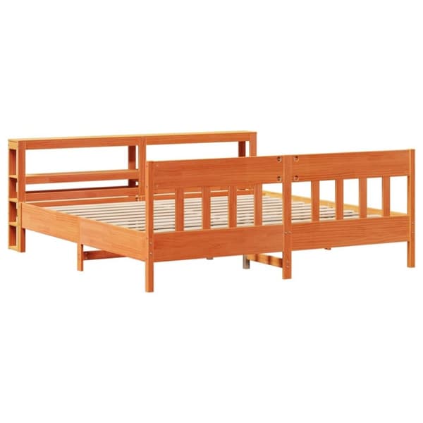 vidaXL Sengeramme uten madrass voksbrun 200x200 cm heltre furu