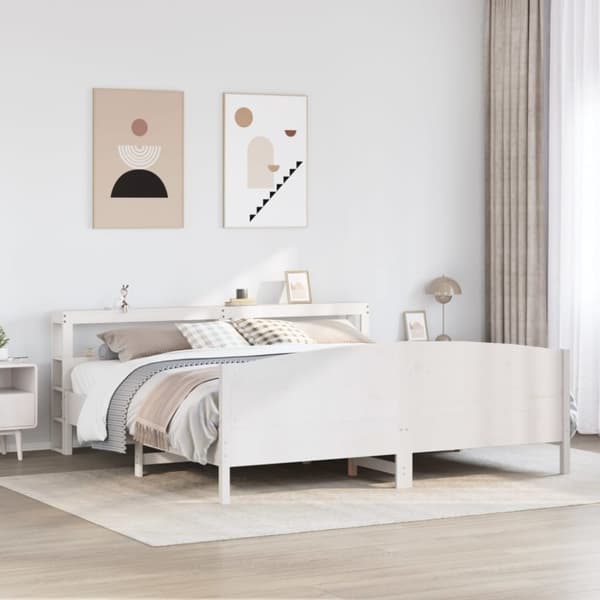 vidaXL Sängynrunko ilman patjaa valkoinen 180x200 cm täysi mänty