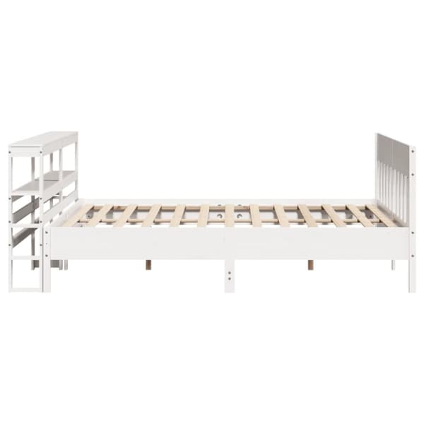 vidaXL Sängynrunko ilman patjaa valkoinen 200x200 cm täysi mänty