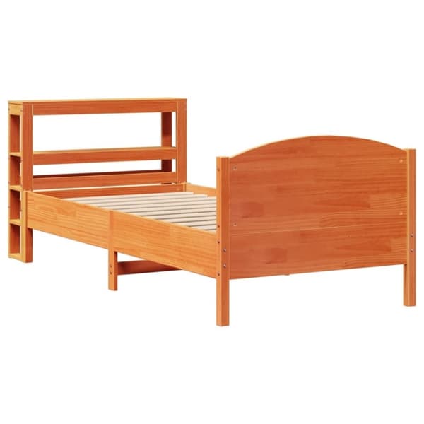 vidaXL Sengeramme uten madrass voksbrun 90x200 cm heltre furu