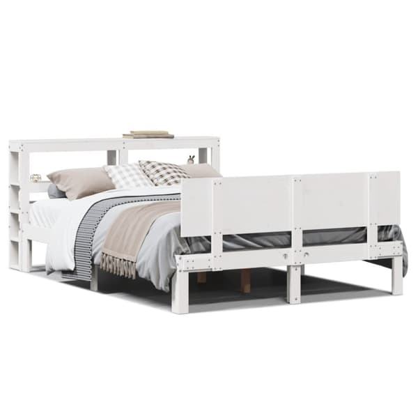 vidaXL Sengeramme med hodegavl hvit 140x200 cm heltre furu