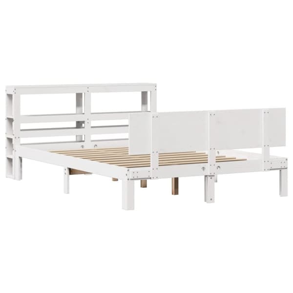 vidaXL Sengeramme med hodegavl hvit 140x200 cm heltre furu