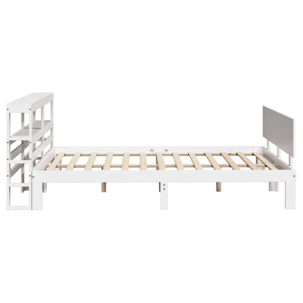 vidaXL Sengeramme med hodegavl hvit 135x190 cm heltre furu