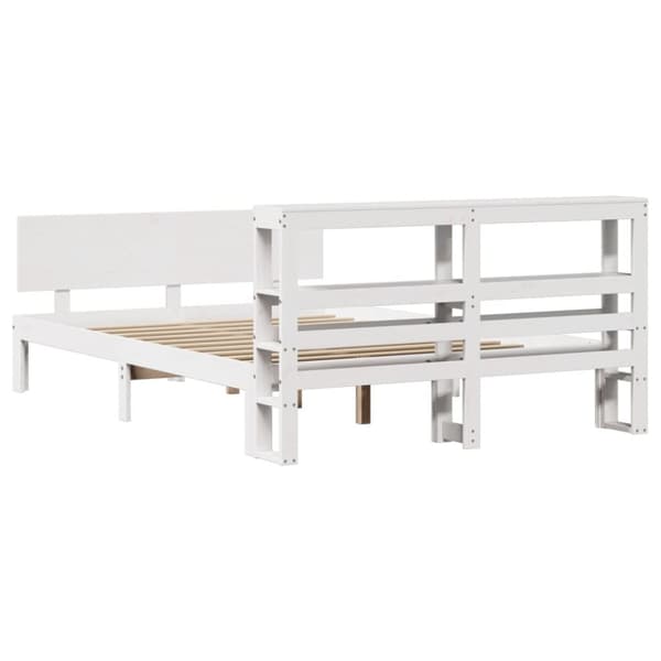 vidaXL Sengeramme med hodegavl hvit 135x190 cm heltre furu
