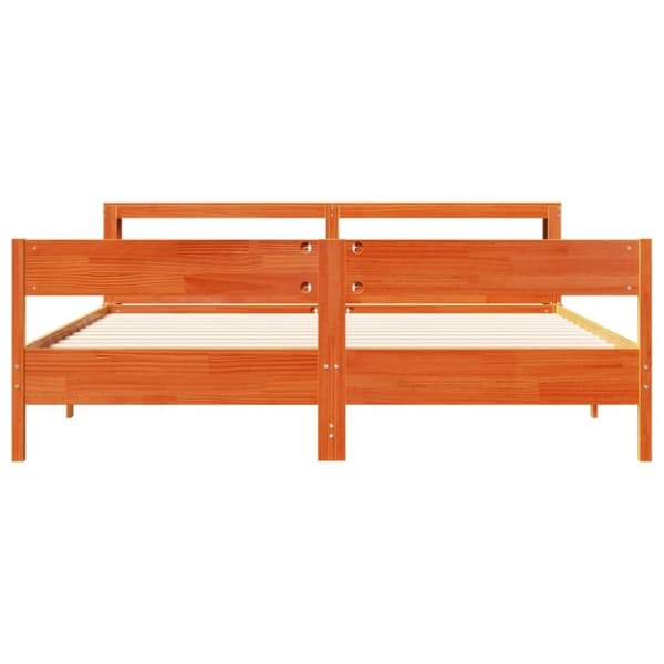 vidaXL Sengeramme uten madrass voksbrun 200x200 cm heltre furu