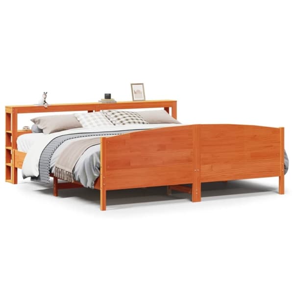 vidaXL Sengeramme uten madrass voksbrun 180x200 cm heltre furu