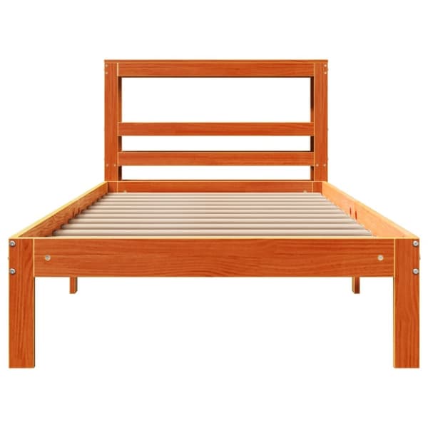 vidaXL Sengeramme uten madrass voksbrun 75x190 cm heltre furu