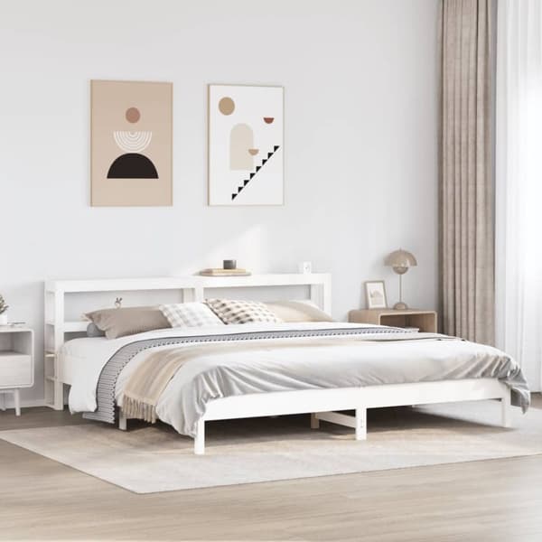 vidaXL sengeramme uden madras 180x200 cm massivt fyrretræ hvid