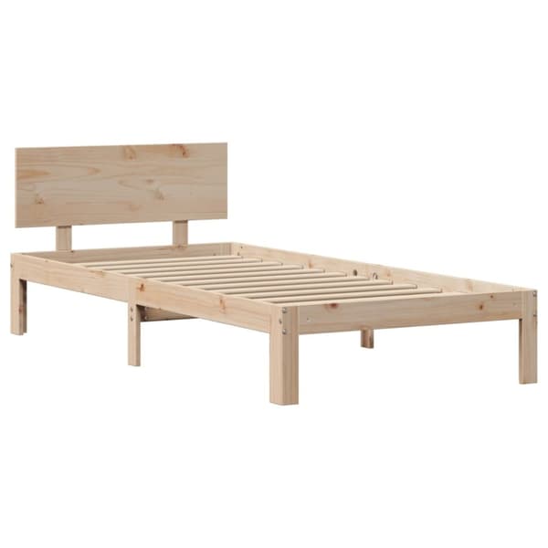 vidaXL sengeramme med sengegavl 75x190 cm massivt fyrretræ