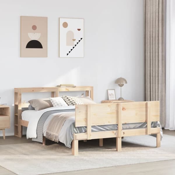 vidaXL sengeramme med sengegavl 150x200 cm massivt fyrretræ