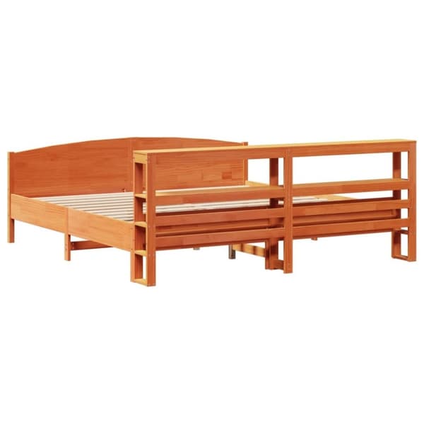 vidaXL sengeramme uden madras 180x200 cm massivt fyrretræ gyldenbrun