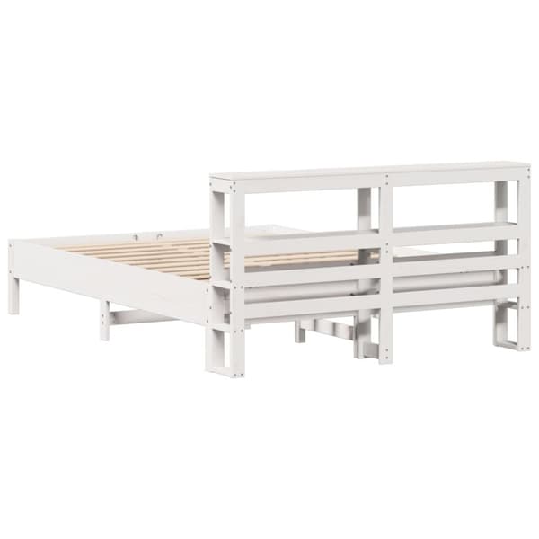 vidaXL Sängynrunko ilman patjaa valkoinen 135x190 cm täysi mänty