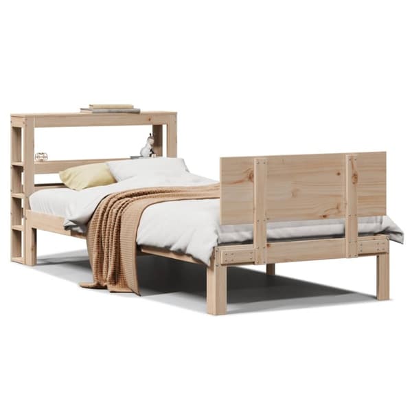 vidaXL sengeramme med sengegavl 90x190 cm massivt fyrretræ