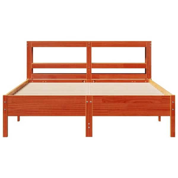 vidaXL Sengeramme uten madrass voksbrun 140x200 cm heltre furu