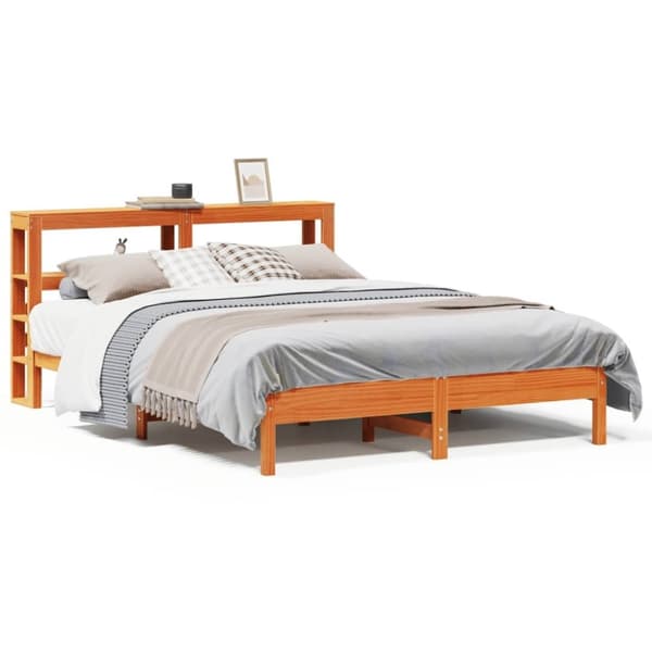 vidaXL Sengeramme uten madrass voksbrun 140x200 cm heltre furu
