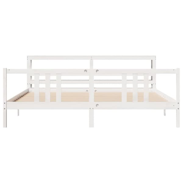 vidaXL Sengeramme med hodegavl hvit 200x200 cm heltre furu