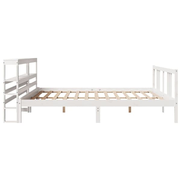 vidaXL Sengeramme med hodegavl hvit 200x200 cm heltre furu