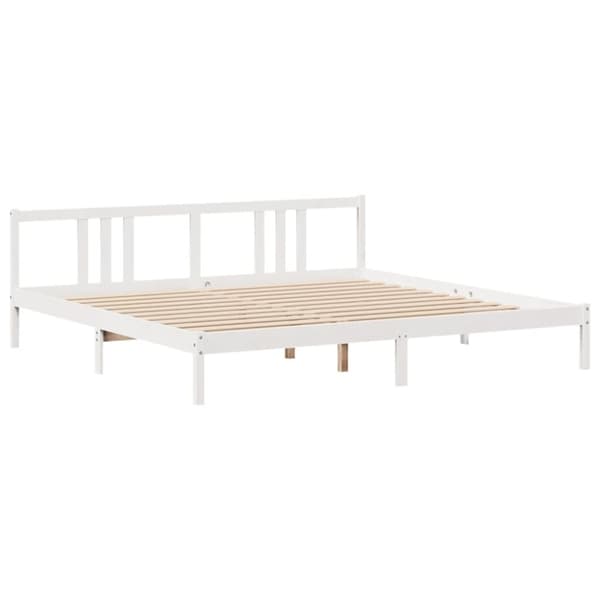 vidaXL Sengeramme med hodegavl hvit 200x200 cm heltre furu