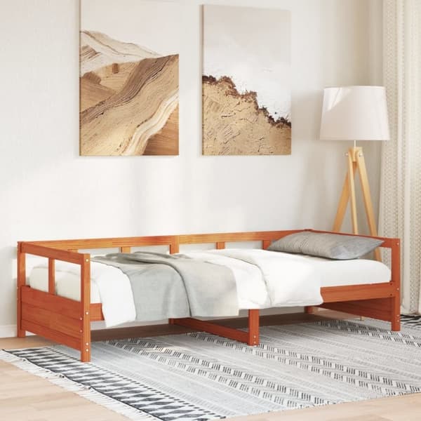 vidaXL Dagbädd utan madrass vaxad brun 90x200 cm massiv furu