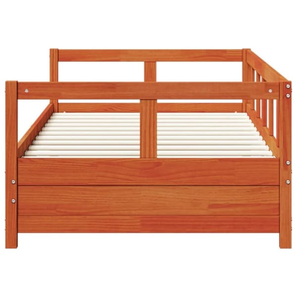 vidaXL Dagbädd utan madrass vaxad brun 90x200 cm massiv furu