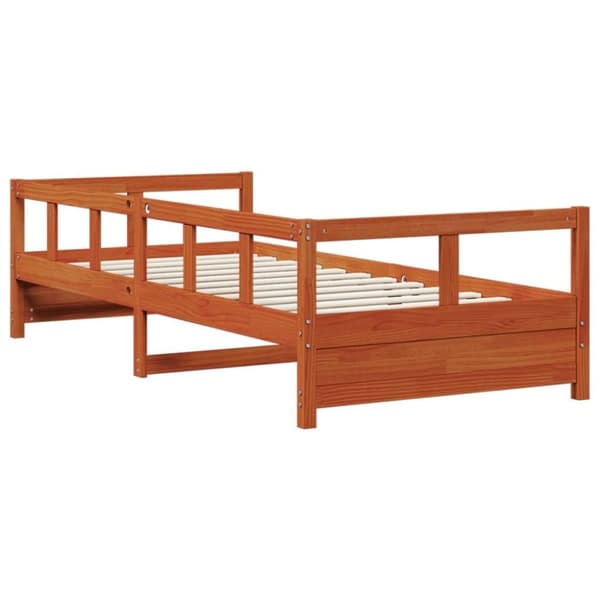 vidaXL Dagbädd utan madrass vaxad brun 90x200 cm massiv furu
