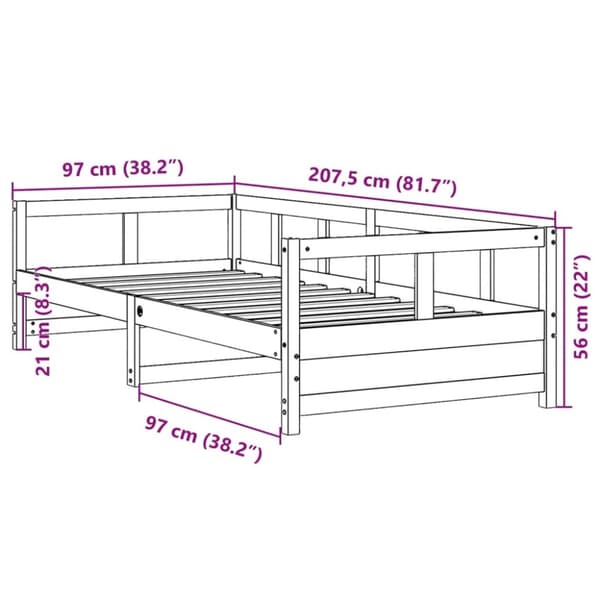 vidaXL Dagbädd utan madrass vaxad brun 90x200 cm massiv furu