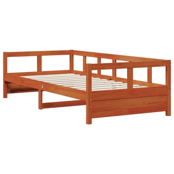 vidaXL Dagbädd utan madrass vaxad brun 90x200 cm massiv furu