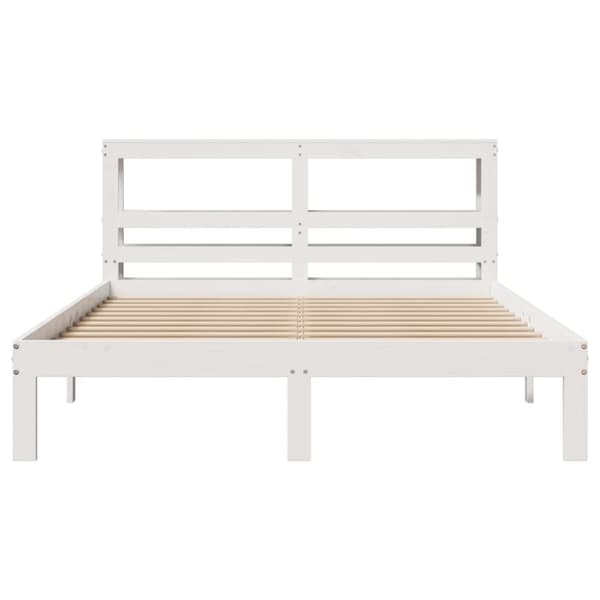 vidaXL Sengeramme med hodegavl hvit 160x200 cm heltre furu