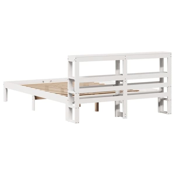 vidaXL Sengeramme med hodegavl hvit 160x200 cm heltre furu