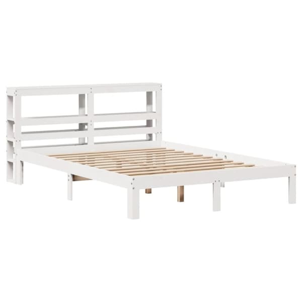 vidaXL Sengeramme med hodegavl hvit 160x200 cm heltre furu