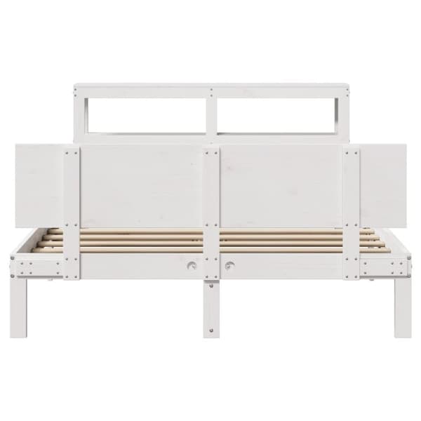 vidaXL Sengeramme med hodegavl hvit 160x200 cm heltre furu